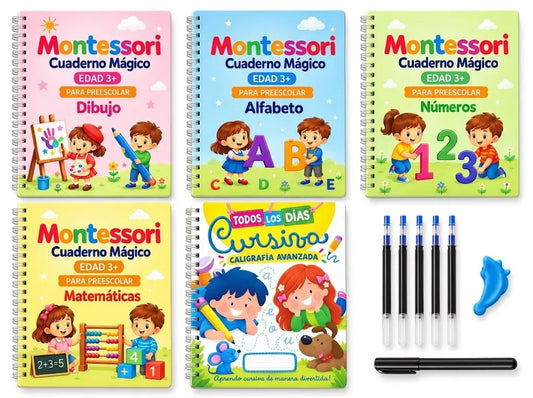 Kit de 4 Libros de Caligrafía con Tinta Mágica Reutilizable